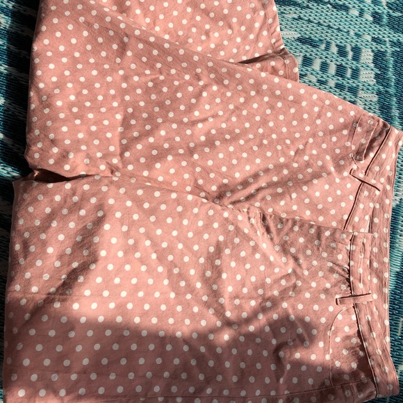 Compania Fantastica (ModCloth) stovepipe pants dusty rose w/ white polka dots - Picture 5 of 6